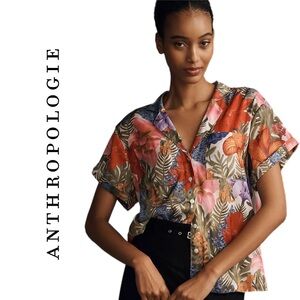 Anthropologie Brenna Short-Sleeve Buttondown Shirt